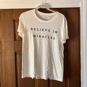 Spiritual gangster, believe in miracles, cream, short sleeve, top, medium